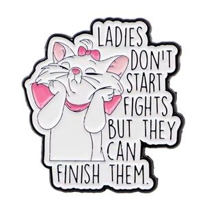 Cute Marie Aristocats Disney Inspired Cat Enamel Pin with Quote